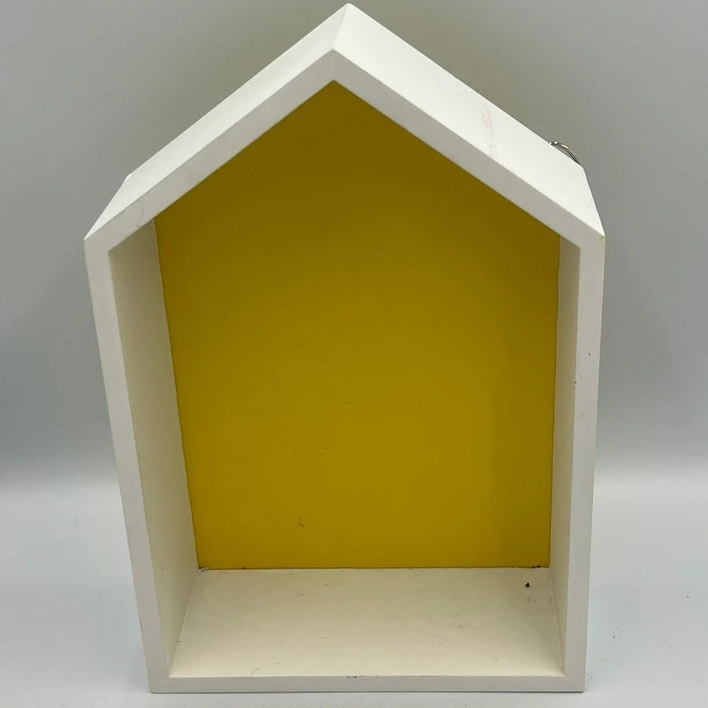 Goalin Forestry Wood House Shadow Box Shelf White Yellow Good Wall Decor